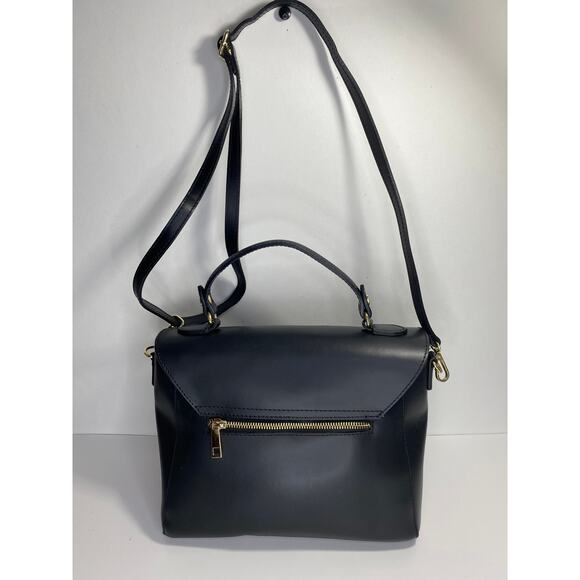 LUANA FERRACUTI BLACK LEATHER SATCHEL CONVERTIBLE HANDBAG - Picture 2 of 9
